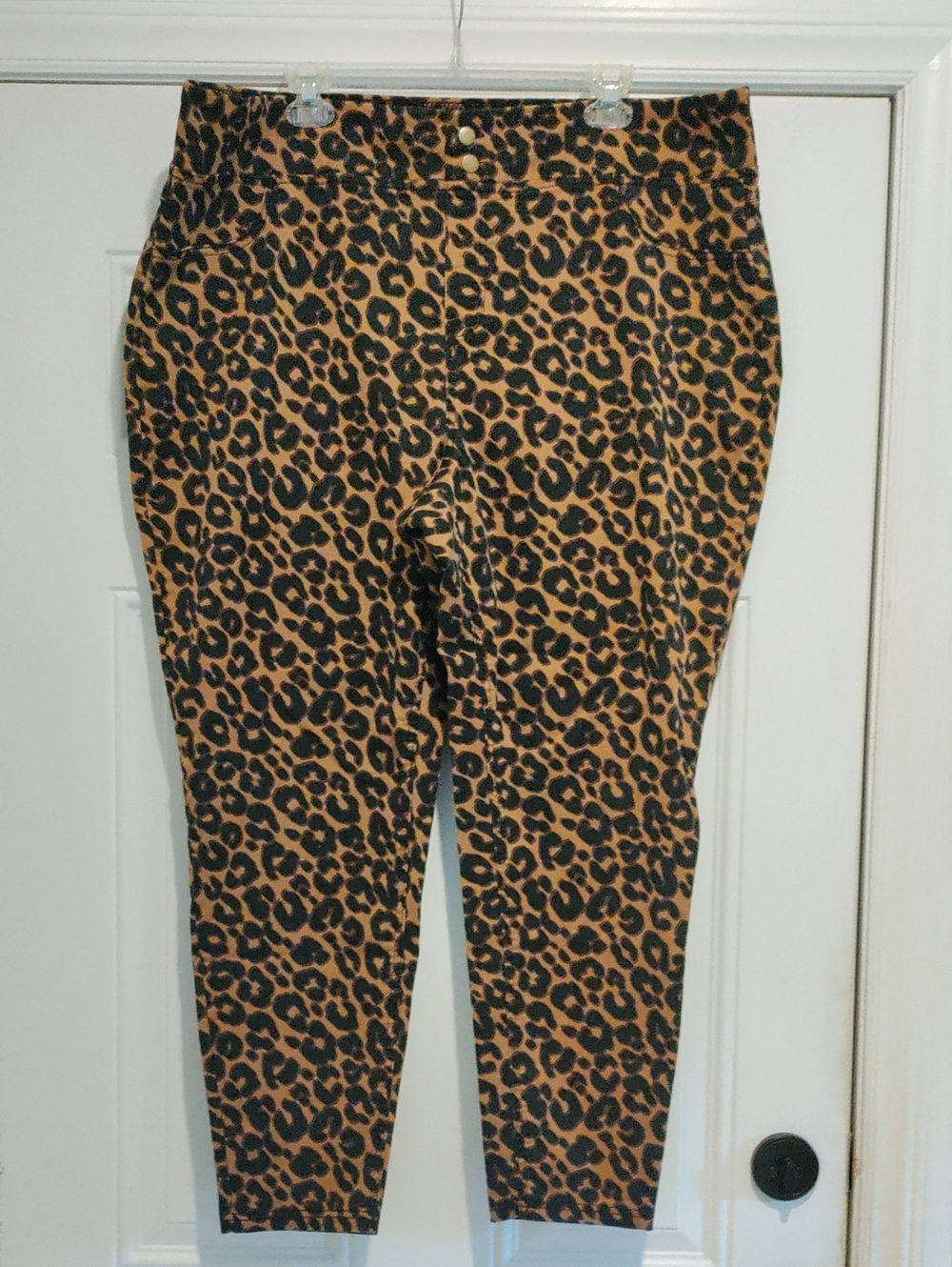 Terra & Sky Leopard Print Skinny Pants - Black and Tan